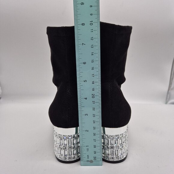 Dune London Optimal Black Bootie Crystal Heels Size 40 US 9 - Picture 4 of 11